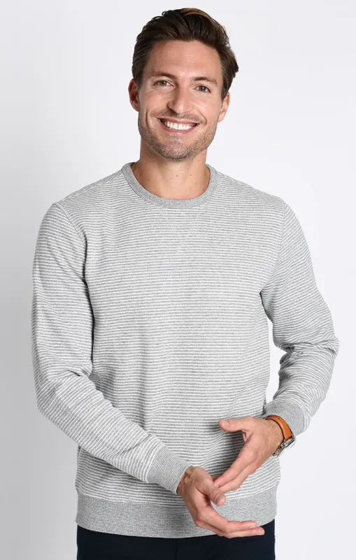 Striped Sustainable Fleece Crewneck sold by Jachs
