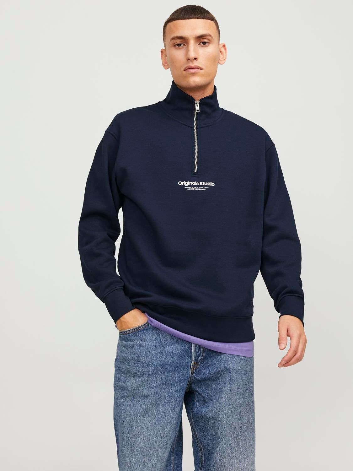Text Half Zip Sweatshirt sold by Jack & Jones