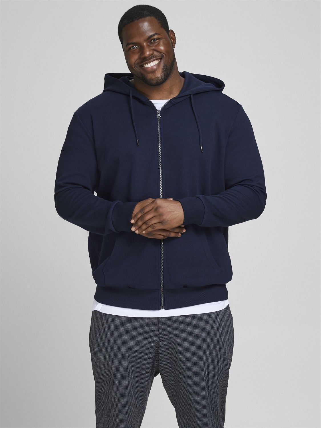 Plus Size Plain Zip Hoodie sold by Jack & Jones