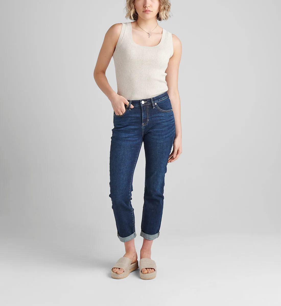 Carter Mid Rise Girlfriend Jeans Petite sold by Jag Jeans