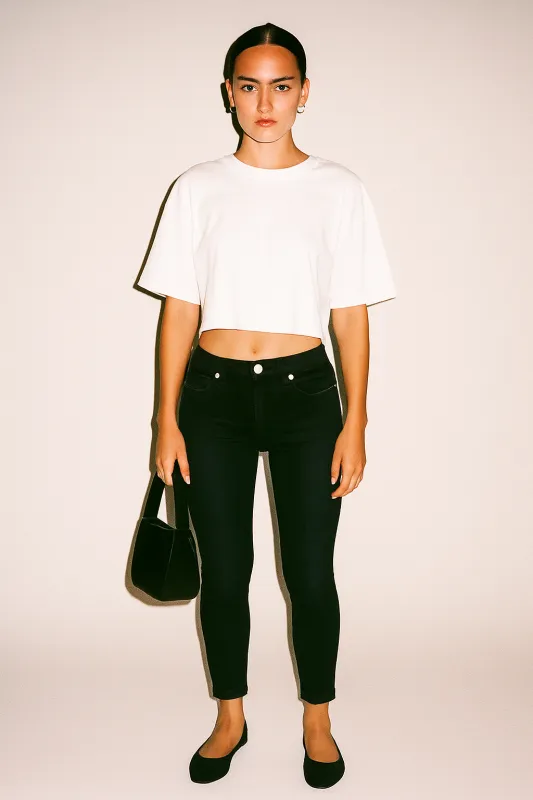 Cassie Mid Rise Slim Straight Leg Pants Black sold by Jag Jeans