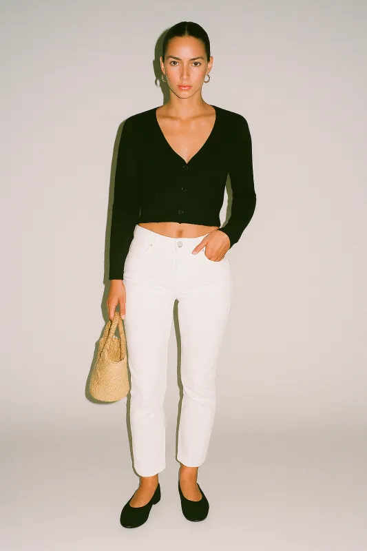Cassie Mid Rise Cropped Pants White sold by Jag Jeans