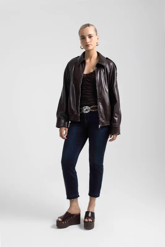 Carter Mid Rise Girlfriend Jeans Palais Blue sold by Jag Jeans