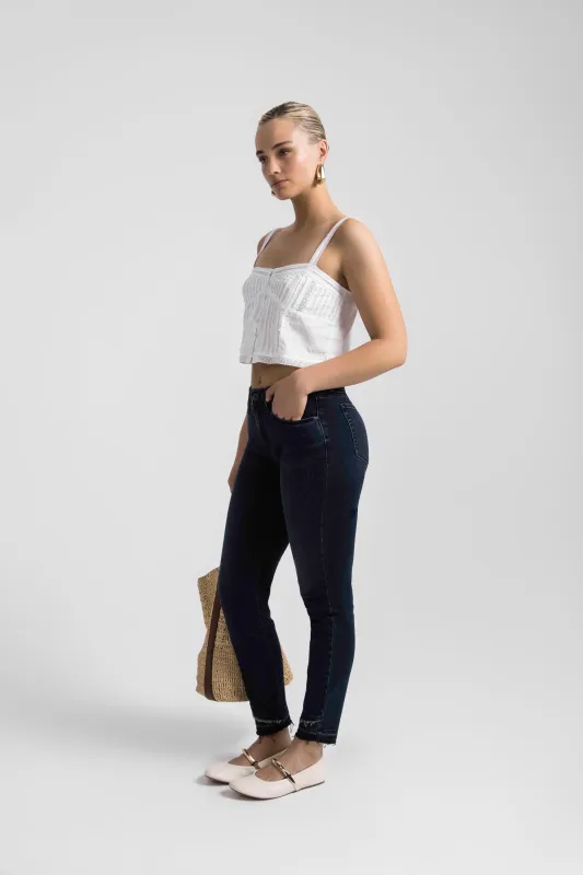 Cecilia Mid Rise Skinny Jeans Bastille Blue sold by Jag Jeans