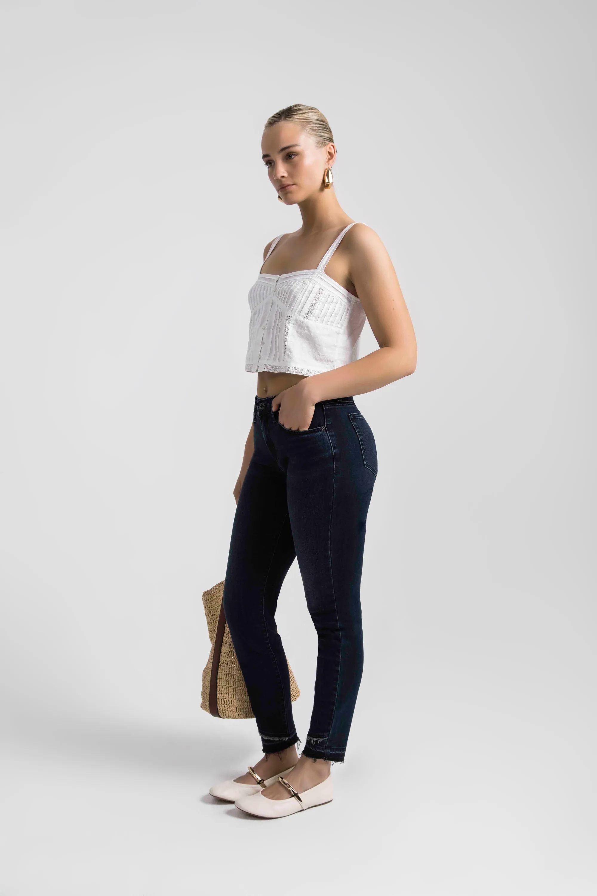 Cecilia Mid Rise Skinny Jeans Bastille Blue sold by Jag Jeans