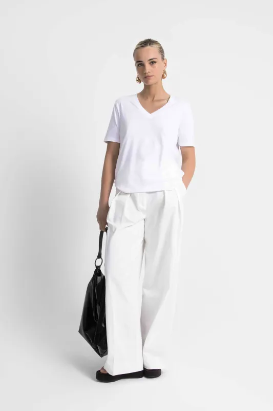 Drapey Luxe V-Neck Tee White sold by Jag Jeans