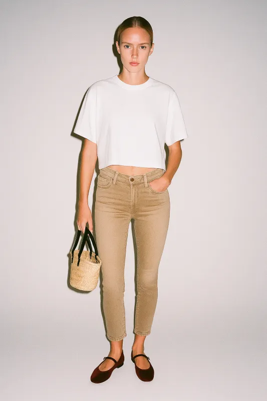 Cassie Mid Rise Cropped Pants Humus sold by Jag Jeans