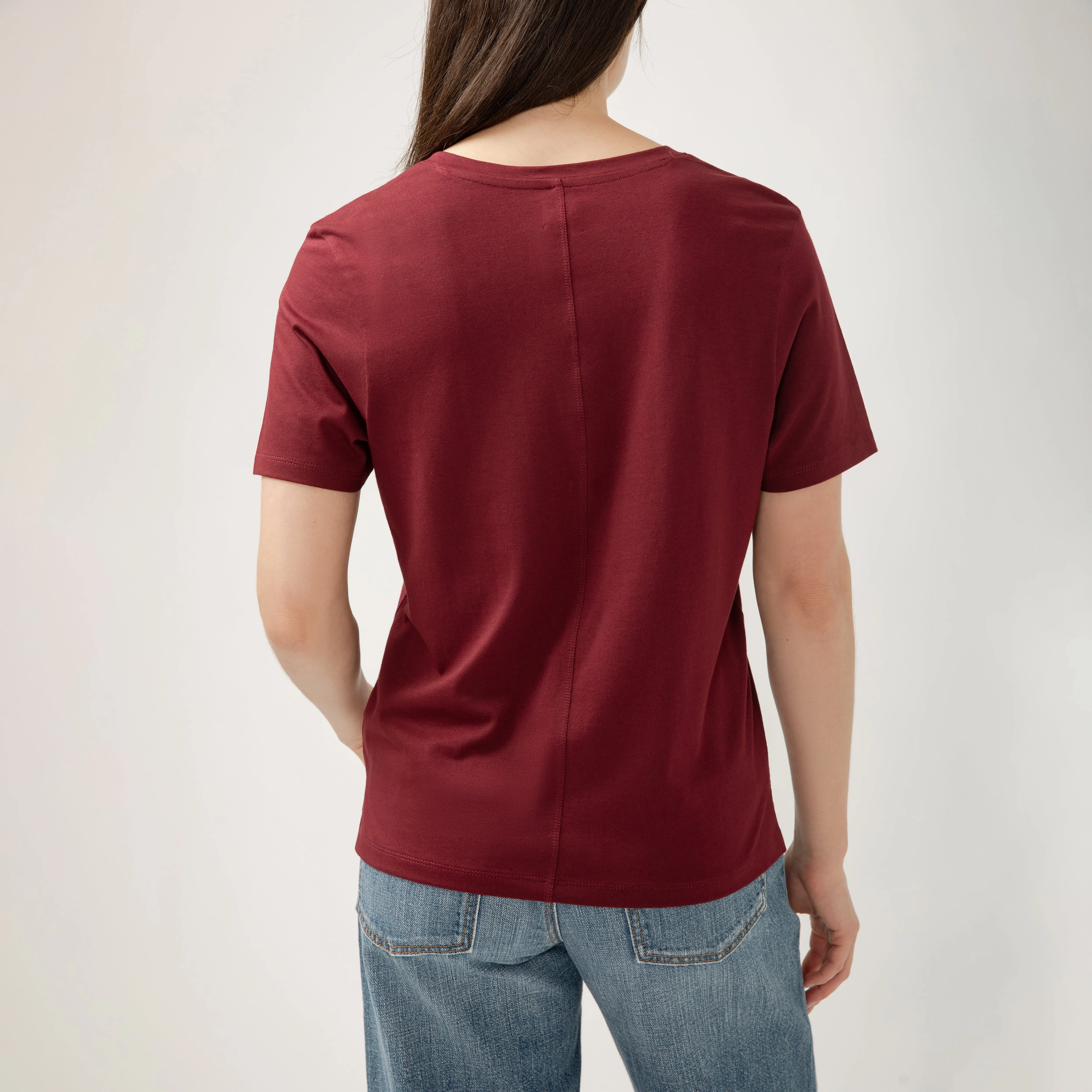Drapey Luxe V-Neck Tee Windsor Wine sold by Jag Jeans product image thumbnail 4