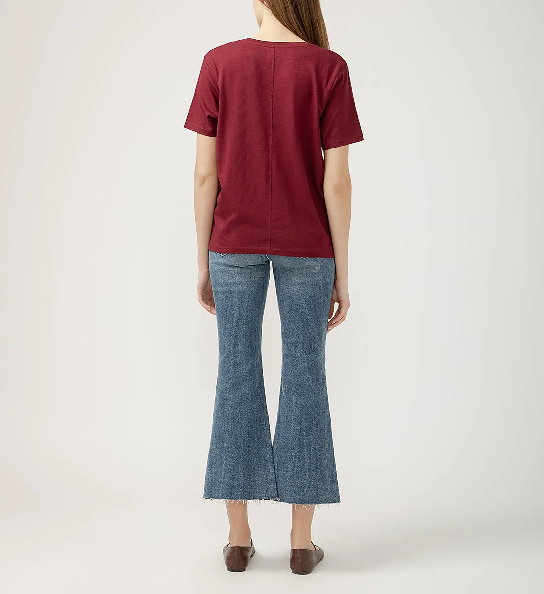 Drapey Luxe V-Neck Tee Windsor Wine sold by Jag Jeans product image thumbnail 3
