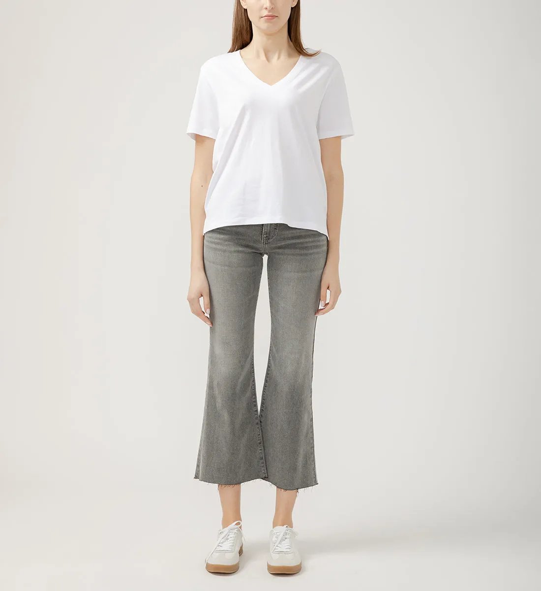 Drapey Luxe V-Neck Tee White sold by Jag Jeans