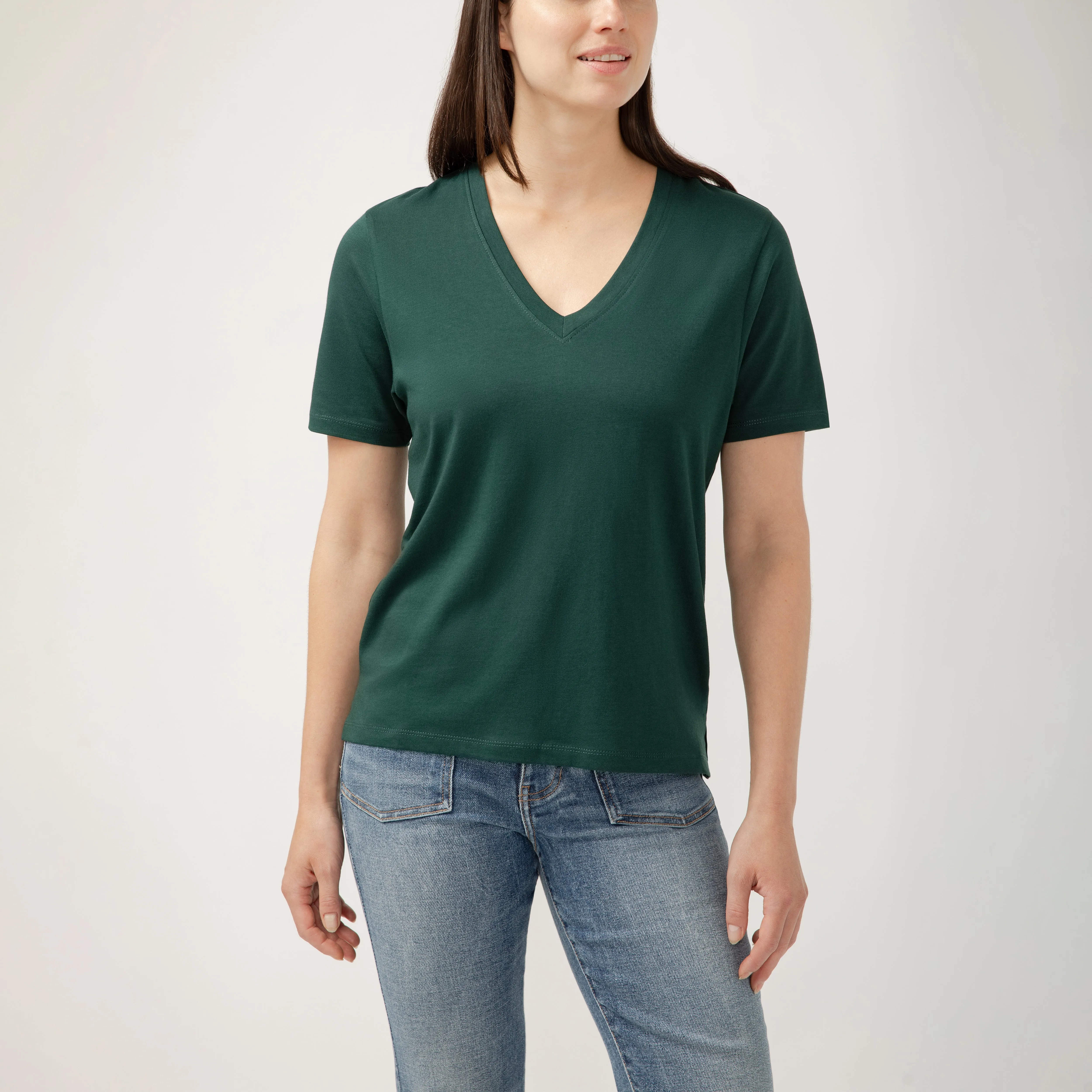 Drapey Luxe V-Neck Tee Ponderosa Pine sold by Jag Jeans