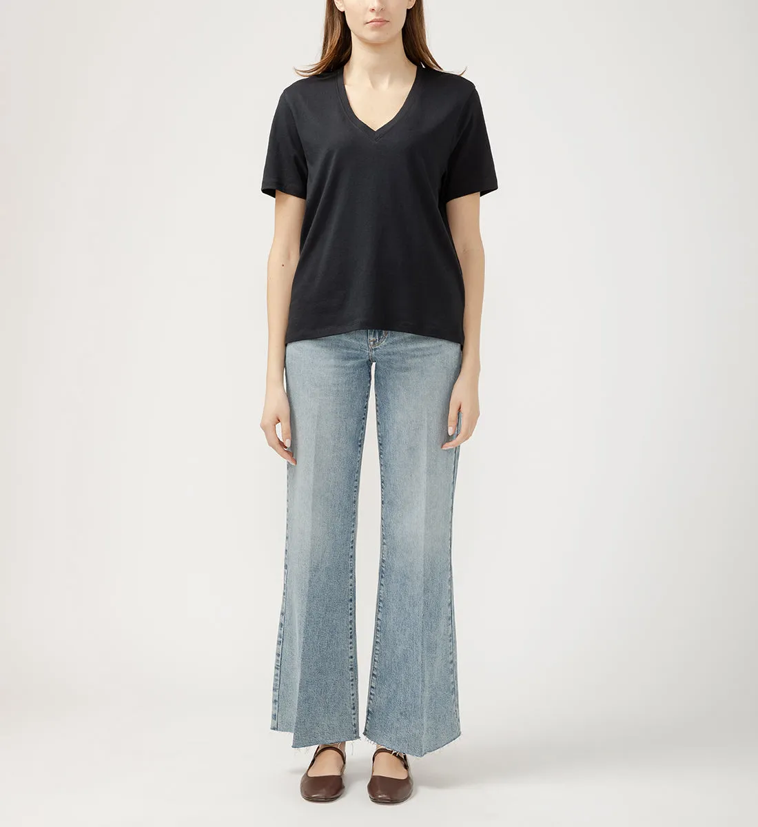 Drapey Luxe V-Neck Tee Black sold by Jag Jeans