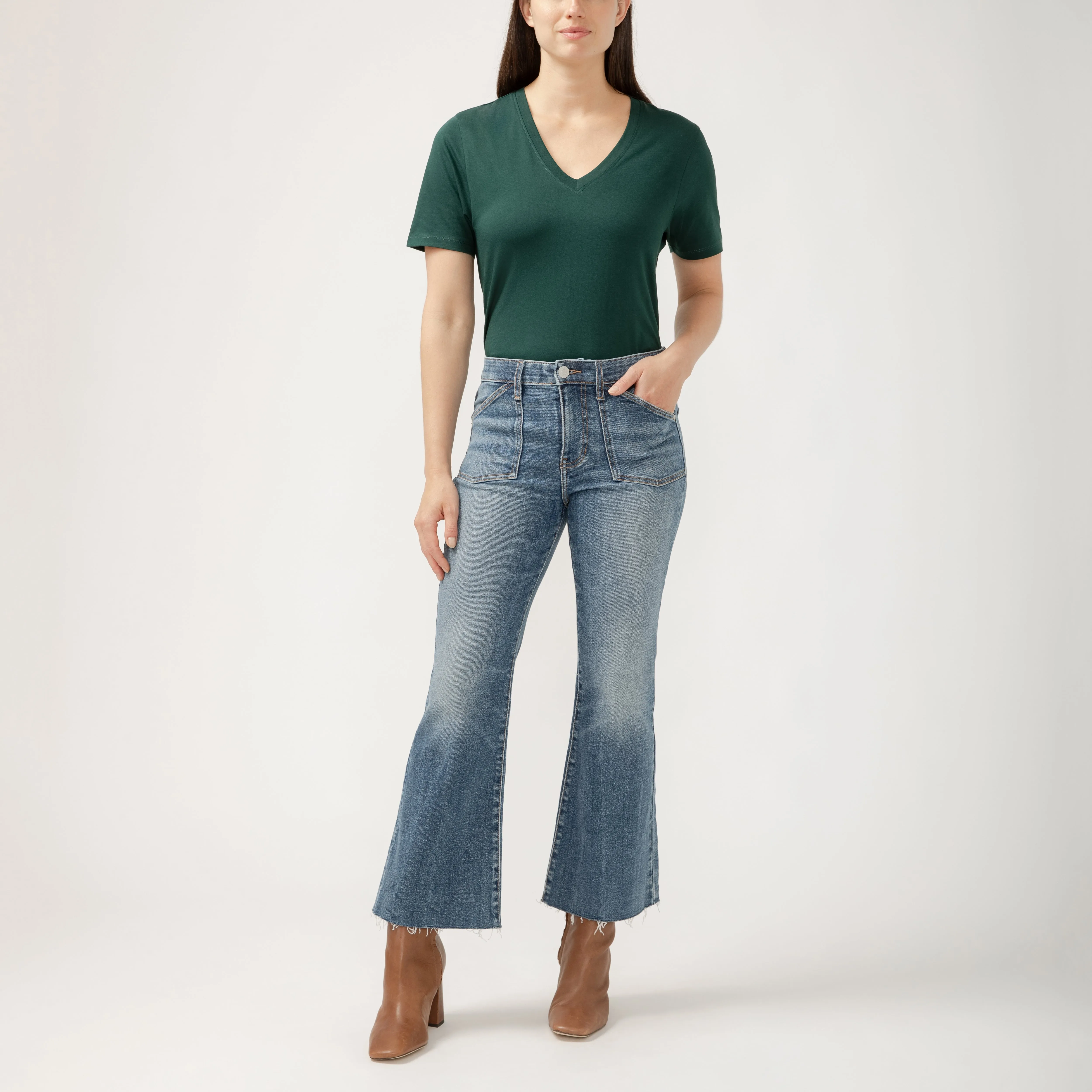 Kait Mid Rise Kick Flare Leg Jeans Parisian Blue sold by Jag Jeans