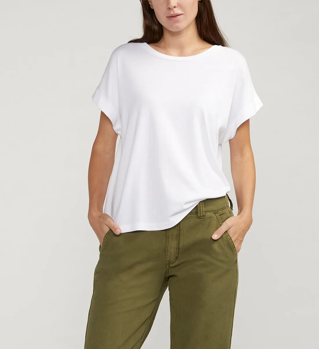 Drapey Luxe Tee White sold by Jag Jeans