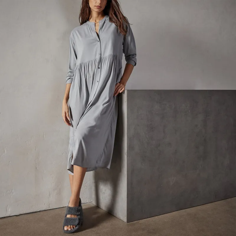 Stretch Viscose Voile Shirt Dress - Ocean Mist made by James Perse
