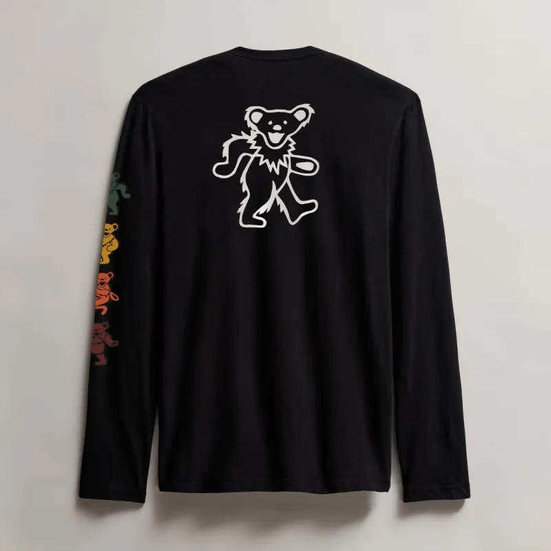 Men's Grateful Dead Dancing Bear Long Sleeve Tee - Black/White sold by James Perse