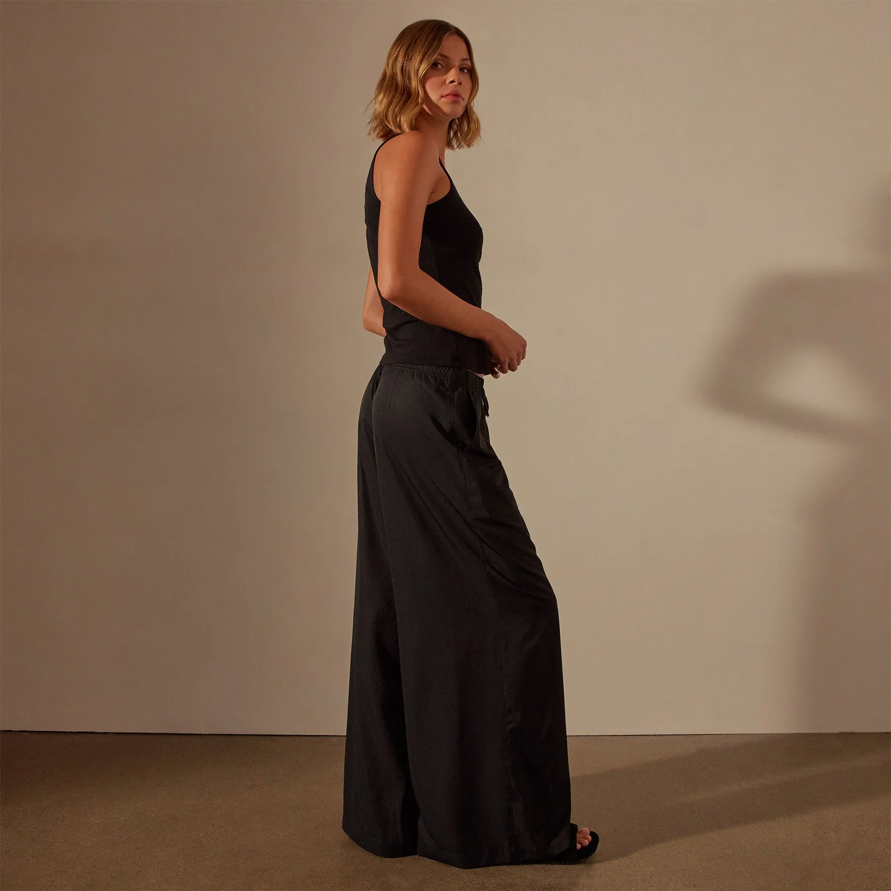 Lightweight Matte Satin Wide Leg Pant - Black sold by James Perse product image thumbnail 2