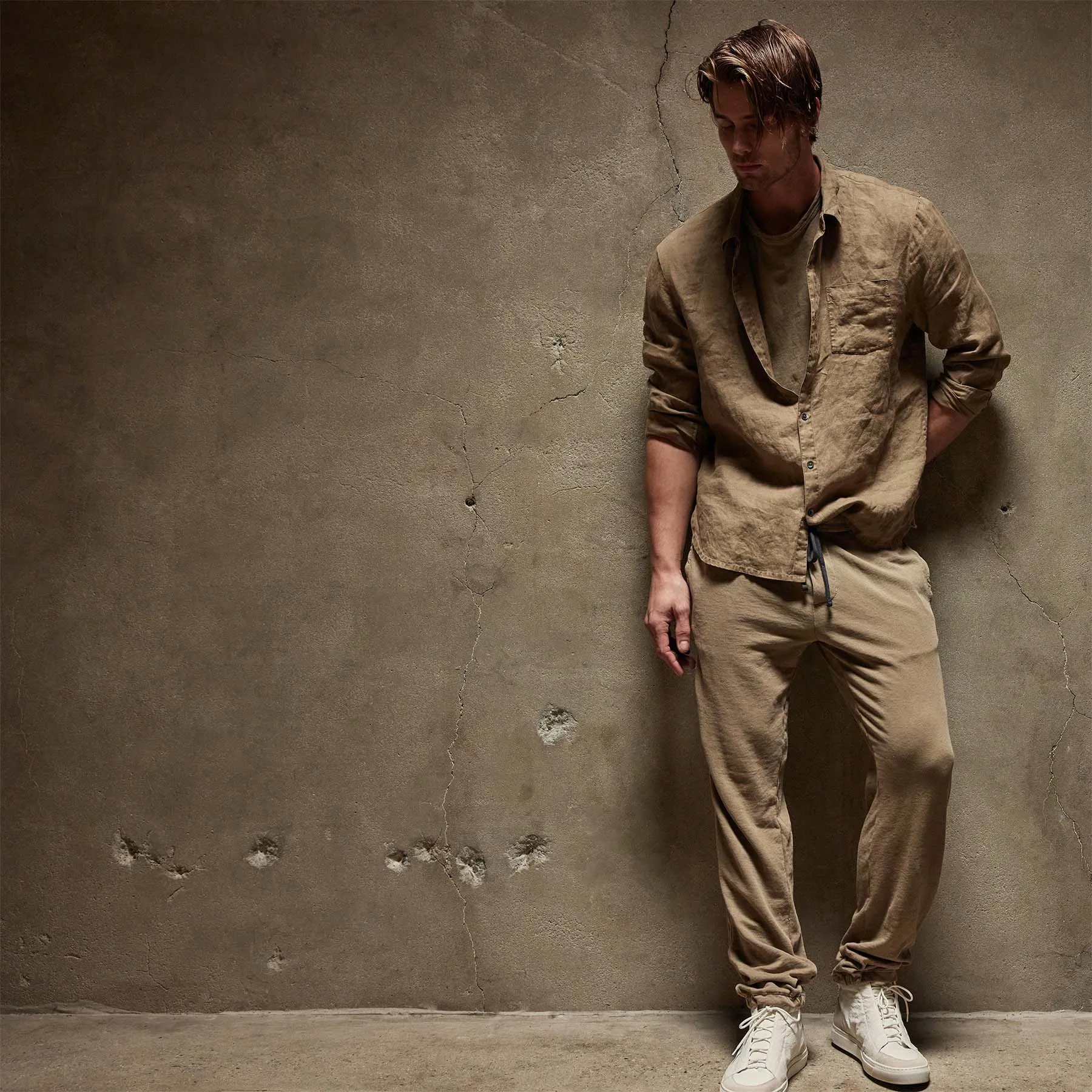 Lightweight Linen Shirt - Cashew Pigment sold by James Perse product image thumbnail 2