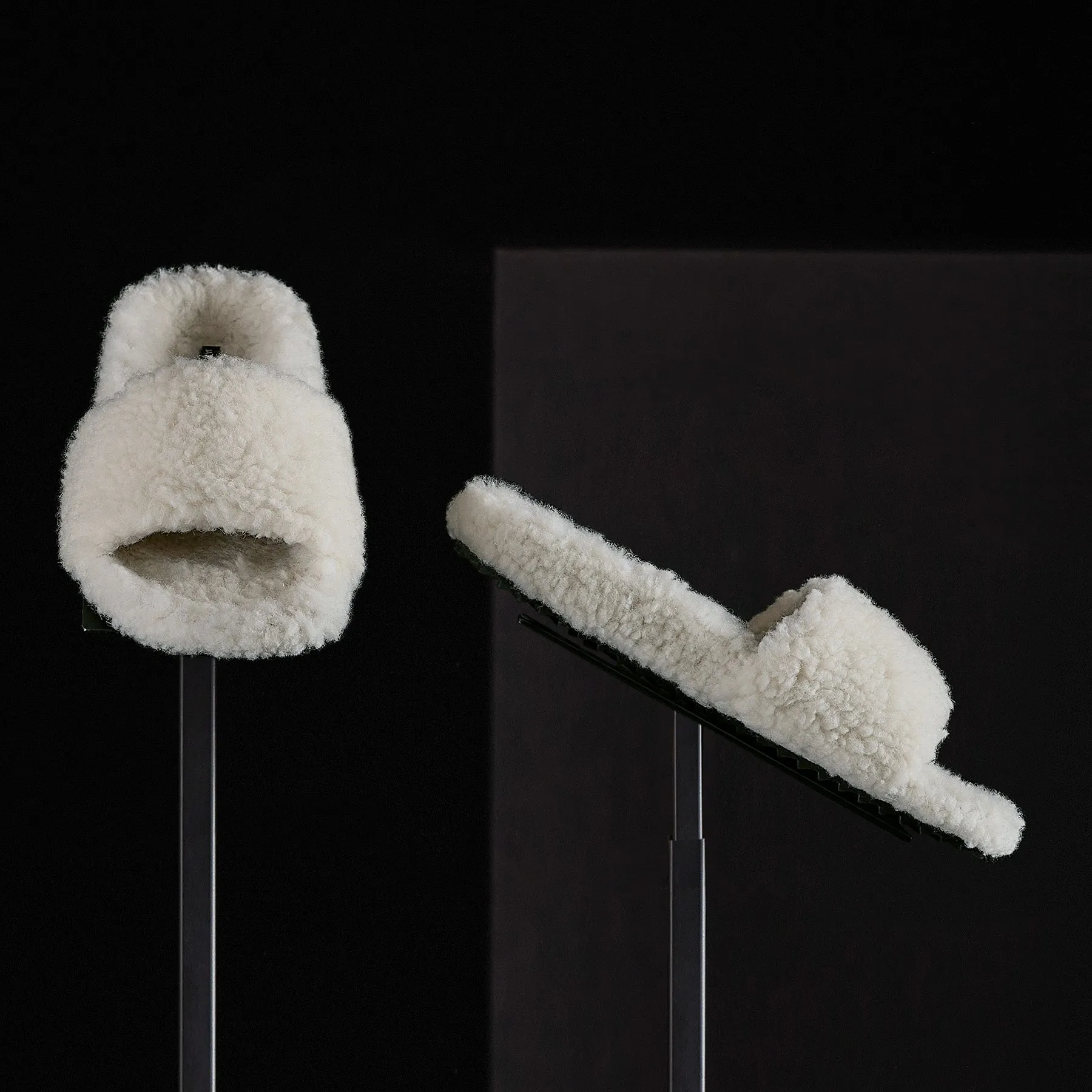 Women's Simple Strap Shearling Slide - Ivory sold by James Perse