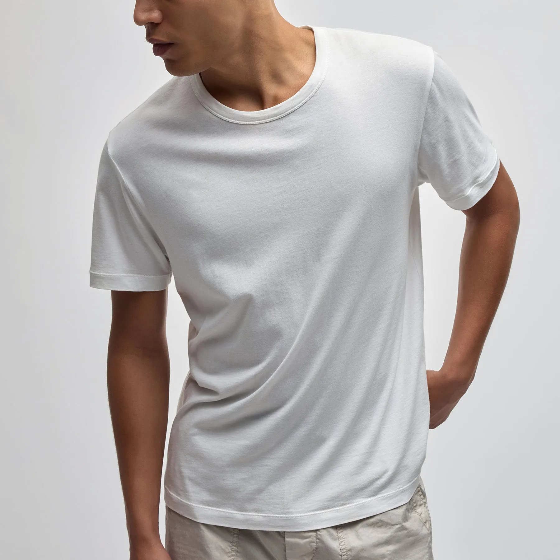 Brushed Lotus Crew - White sold by James Perse