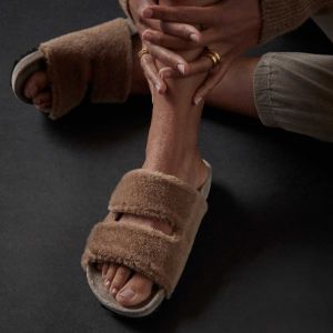 Alpaca Double Strap Slide - Chestnut/Earth sold by James Perse