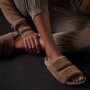 Alpaca Double Strap Slide - Chestnut/Earth sold by James Perse