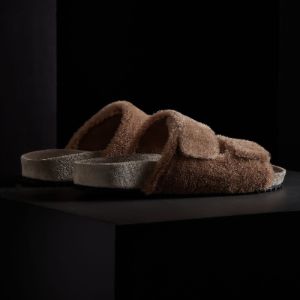 Alpaca Double Strap Slide - Chestnut/Earth sold by James Perse