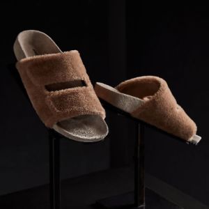 Alpaca Double Strap Slide - Chestnut/Earth sold by James Perse