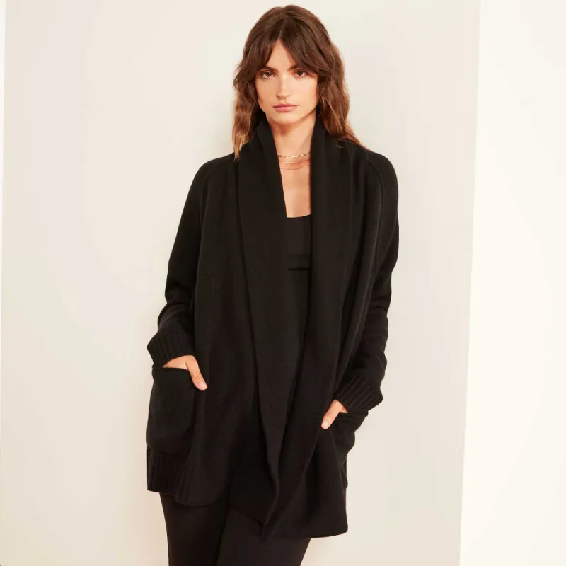 Recycled Cashmere Shawl Collar Cardigan Sweater - Black sold by James Perse