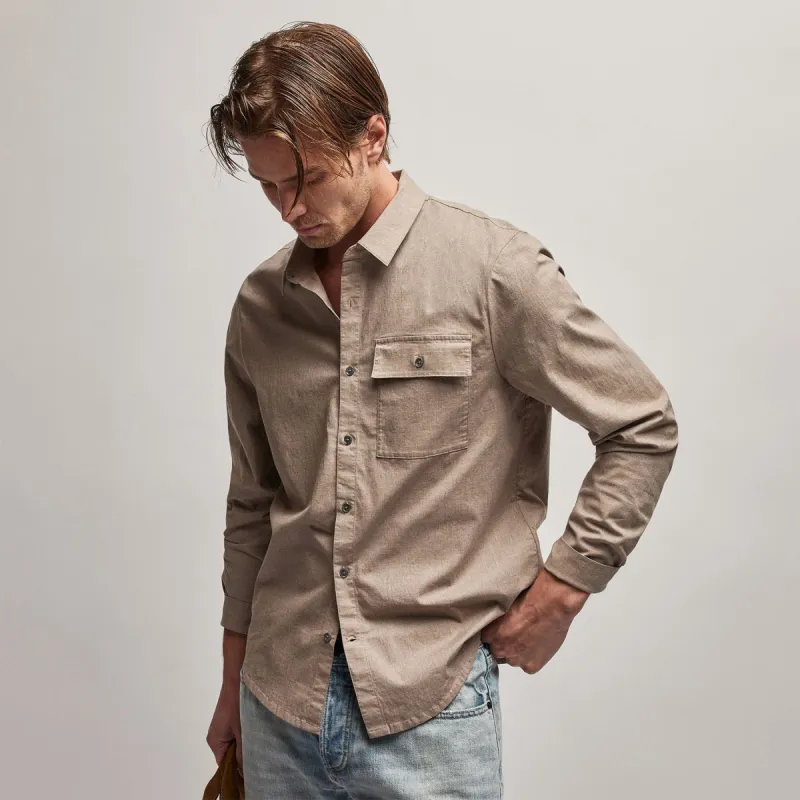 Garment Washed Shirt - Stone sold by James Perse