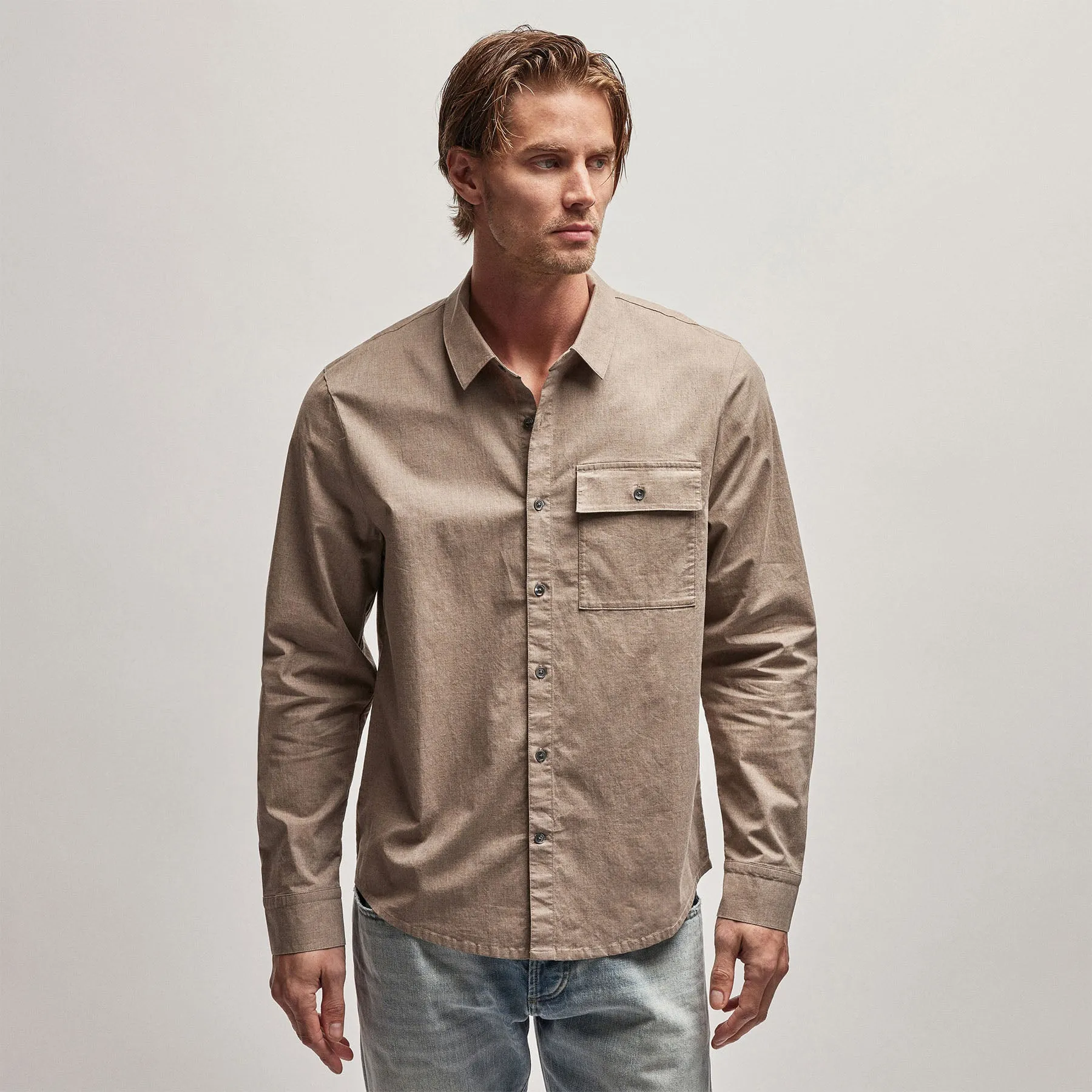 Garment Washed Shirt - Stone sold by James Perse product image thumbnail 3