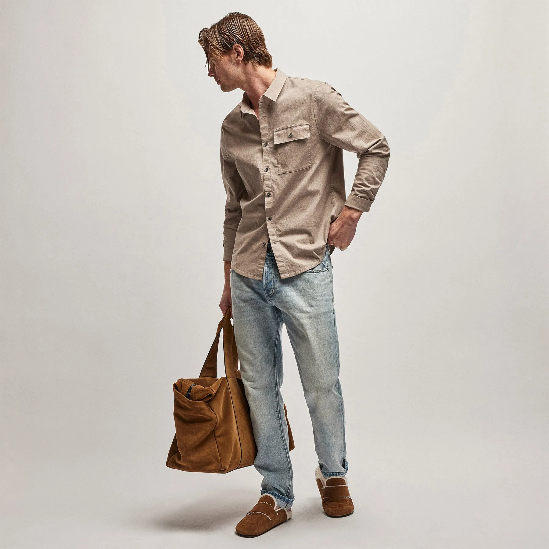 Garment Washed Shirt - Stone sold by James Perse product image thumbnail 2