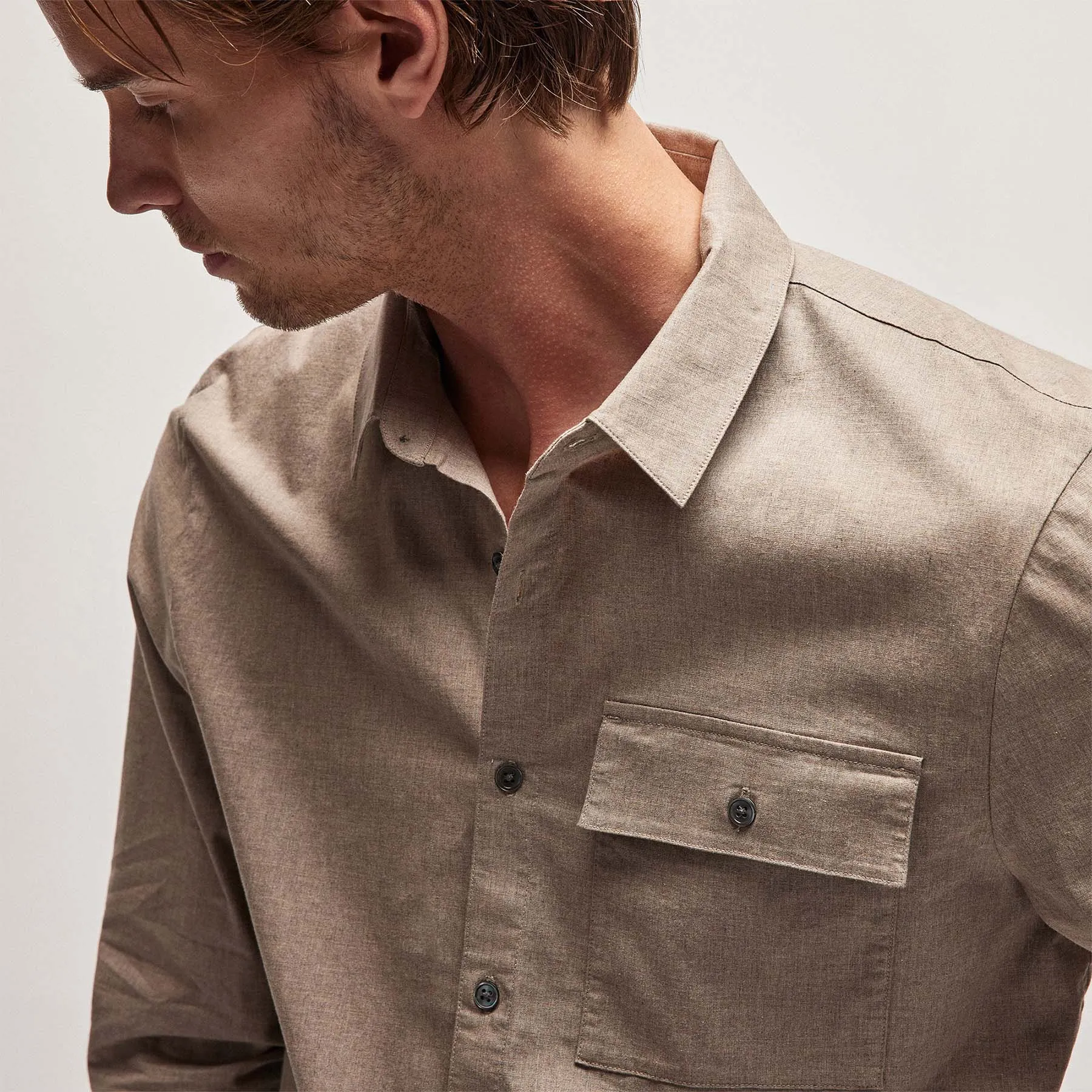 Garment Washed Shirt - Stone sold by James Perse product image thumbnail 5