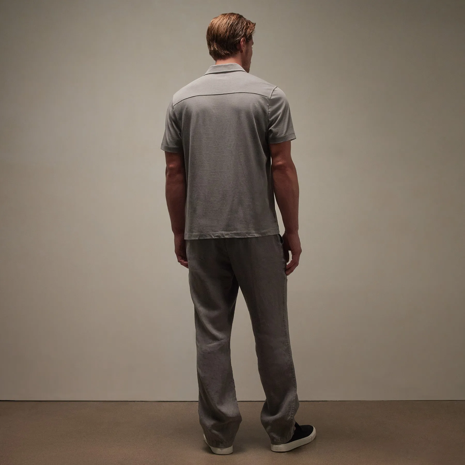 Clean Contrast Placket Short Sleeve - Silver Grey/Magma sold by James Perse product image thumbnail 4