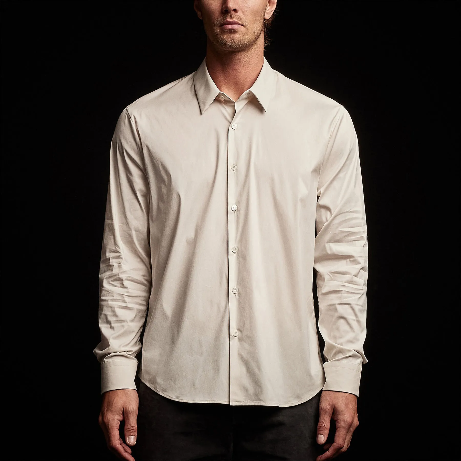 Matte Stretch Poplin Dress Shirt - Sand sold by James Perse product image thumbnail 4