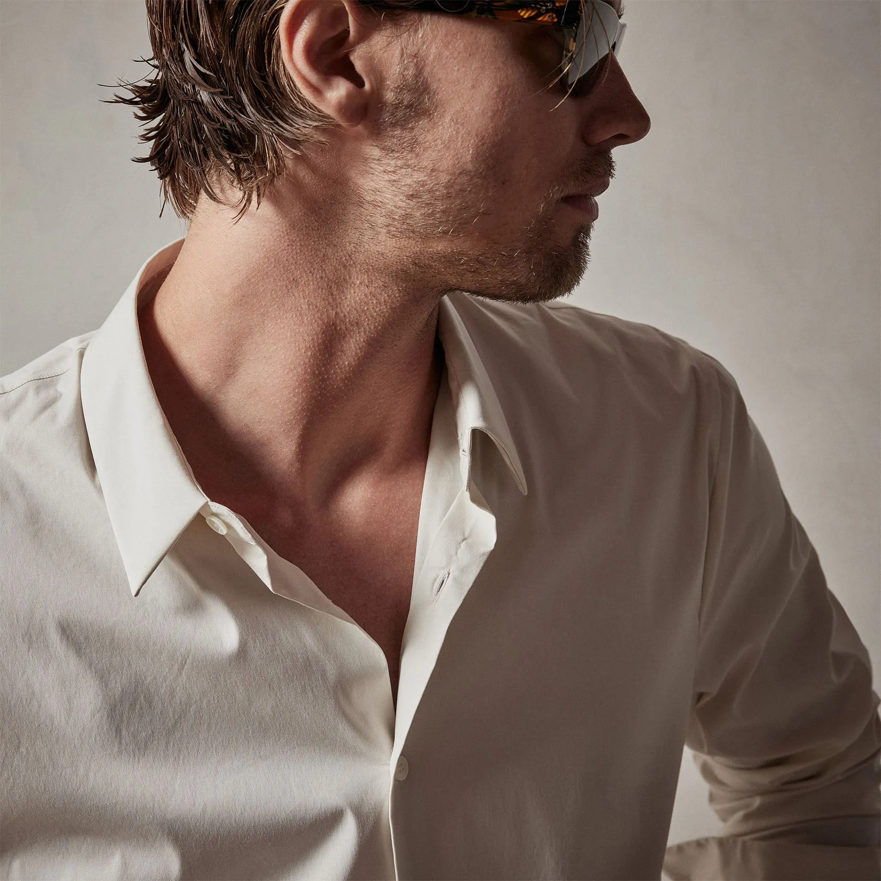 Matte Stretch Poplin Dress Shirt - Sand sold by James Perse product image thumbnail 3