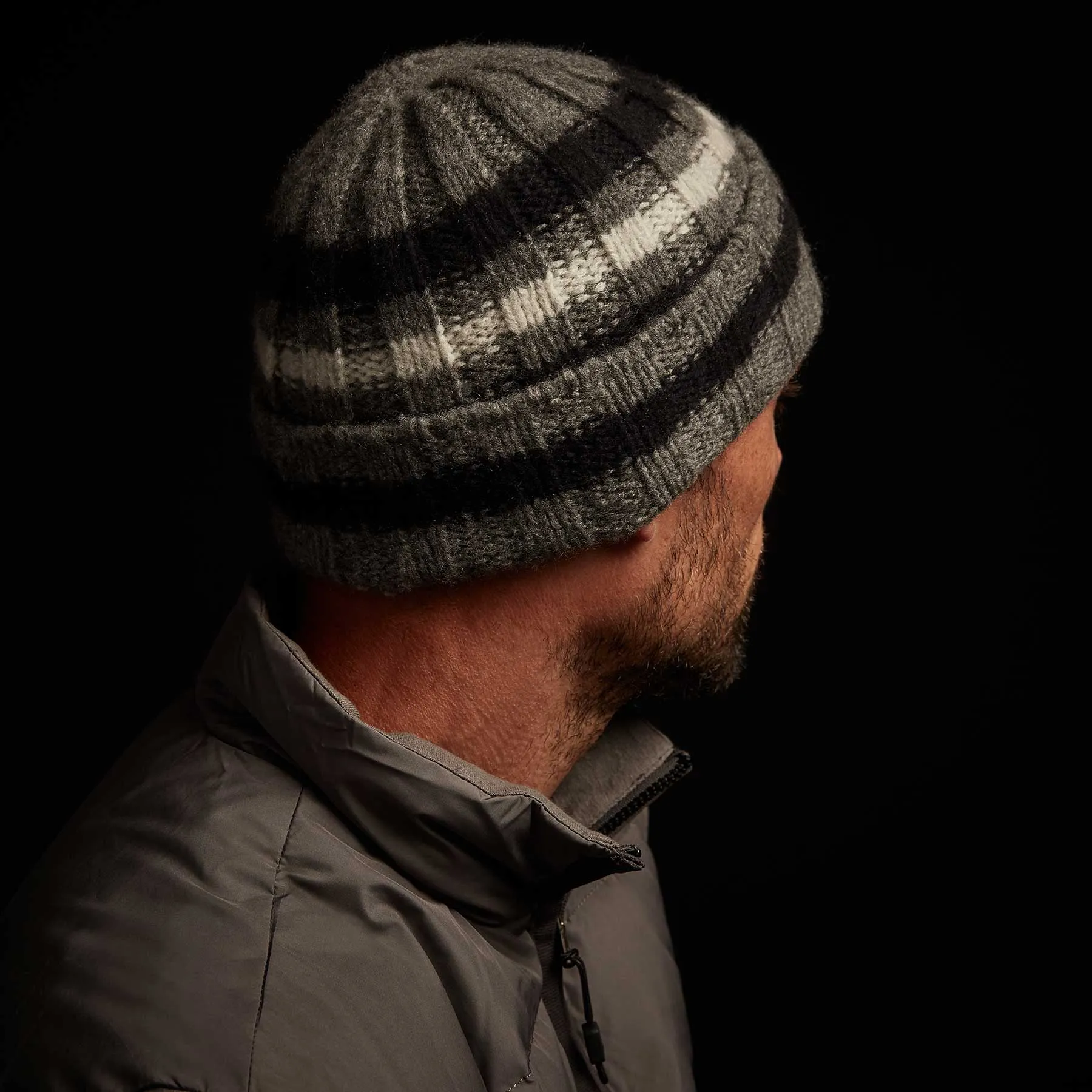 Stripe Cashmere Beanie - Thunder/Black/Mist sold by James Perse product image thumbnail 2