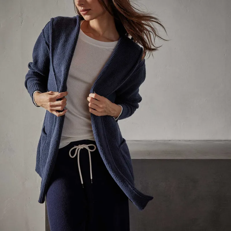 Cotton Wool Thermal Cardigan - Navy sold by James Perse