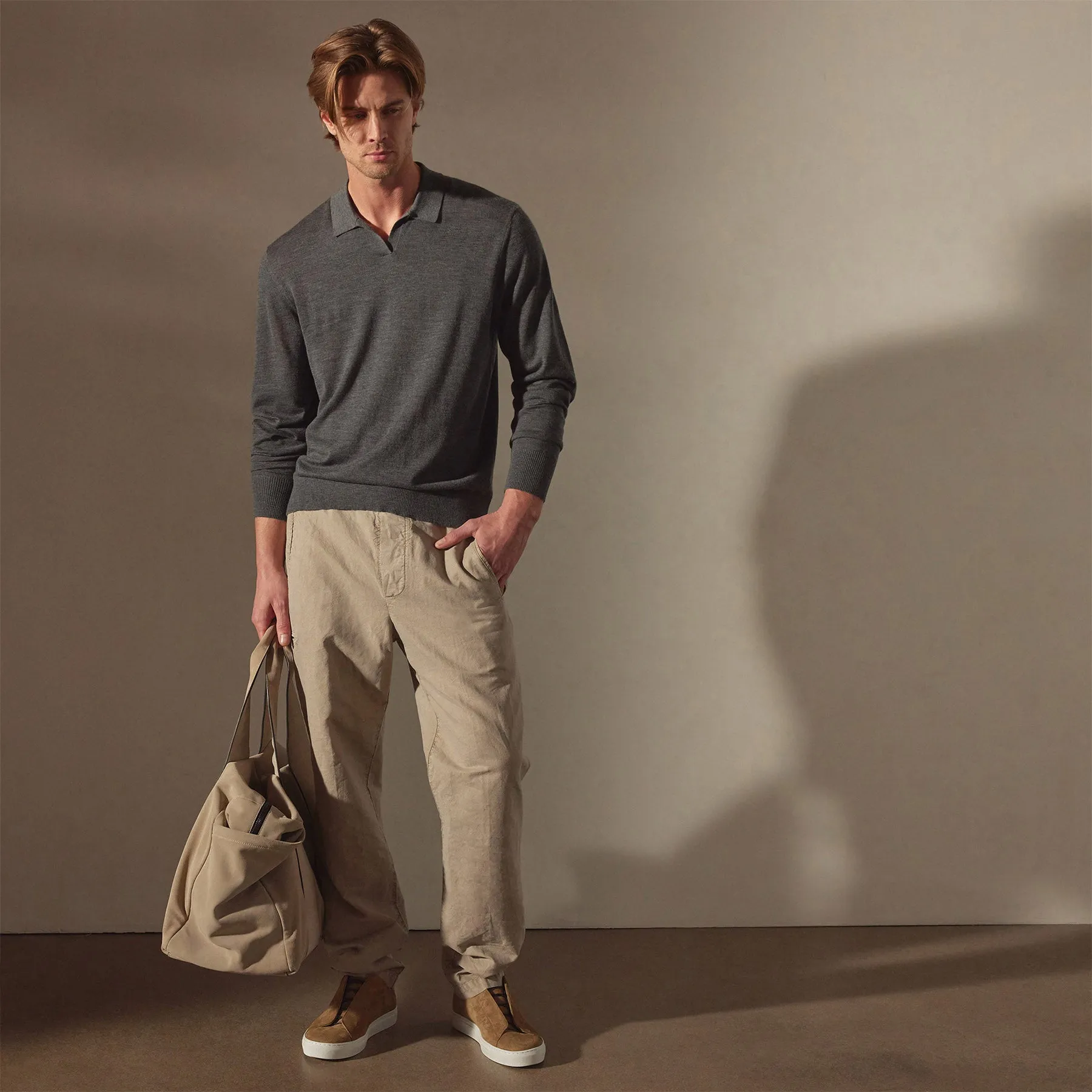 Lightweight Fine Gauge Cashmere Polo - Charcoal sold by James Perse product image thumbnail 2