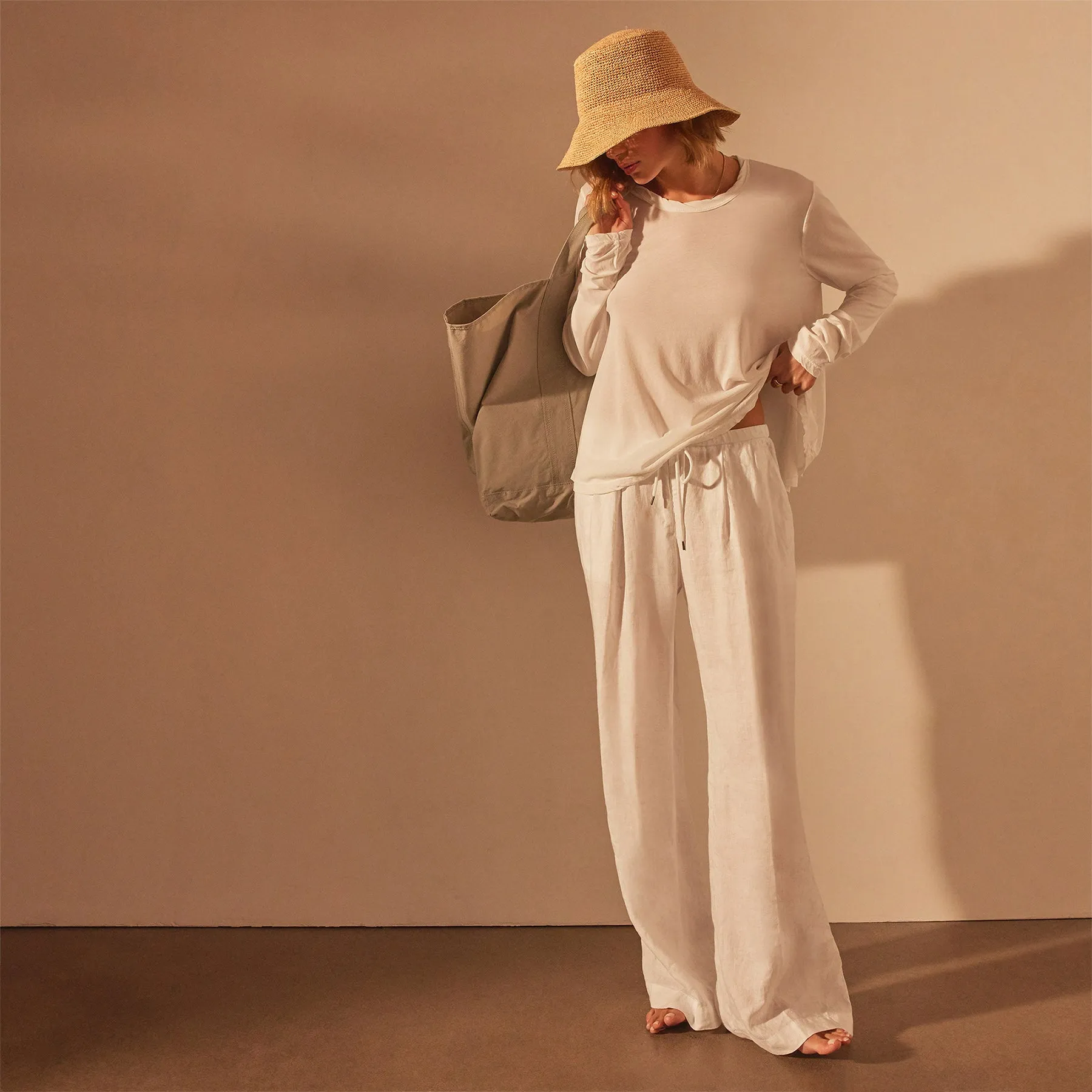 Fine Gauge A Line Long Sleeve Tee - White sold by James Perse product image thumbnail 2