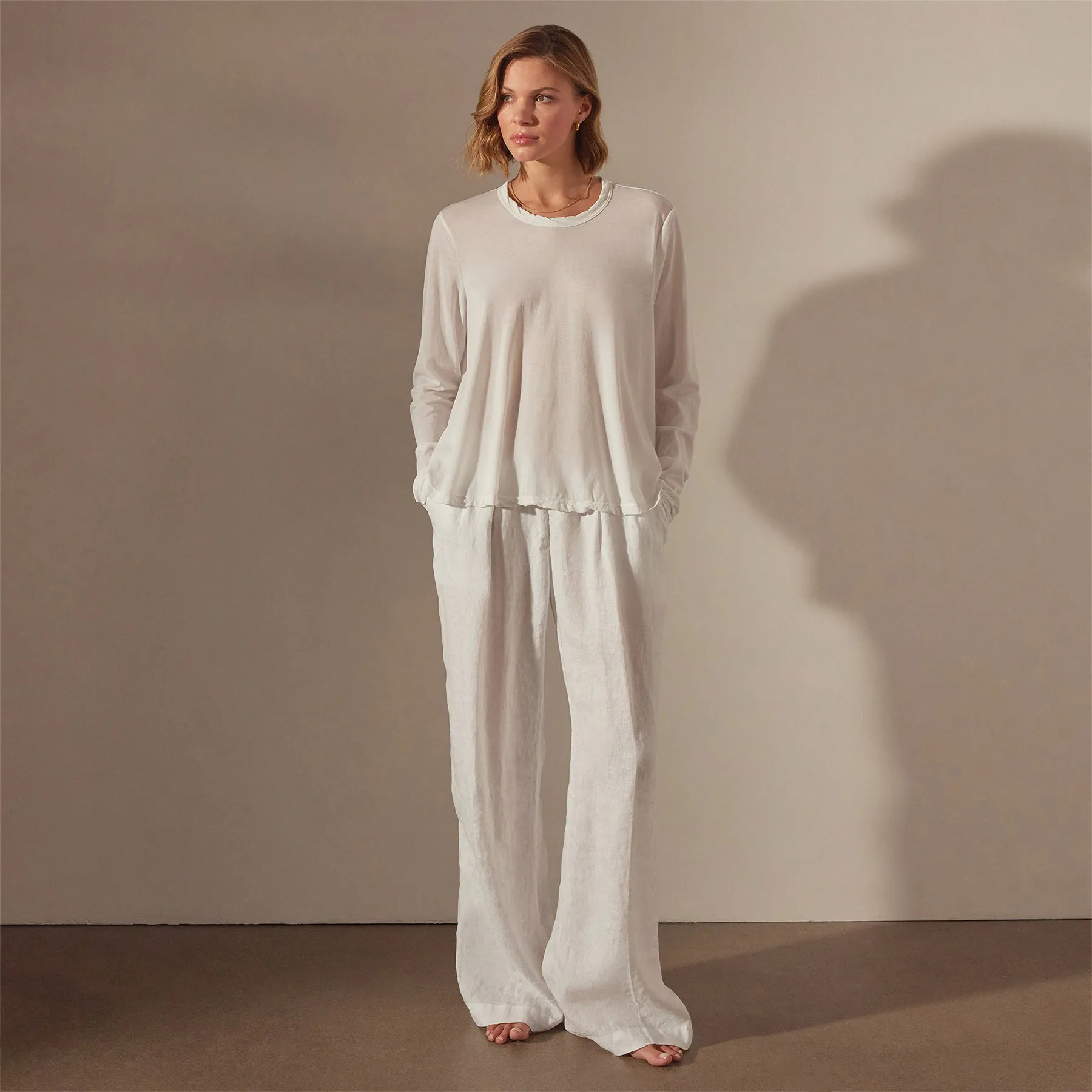 Fine Gauge A Line Long Sleeve Tee - White sold by James Perse product image thumbnail 3