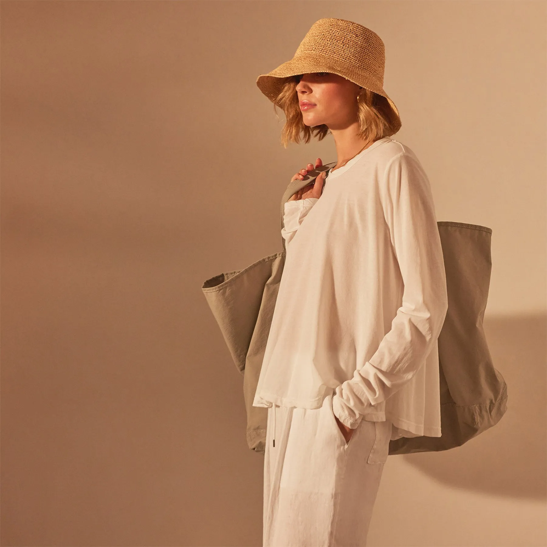 Fine Gauge A Line Long Sleeve Tee - White sold by James Perse