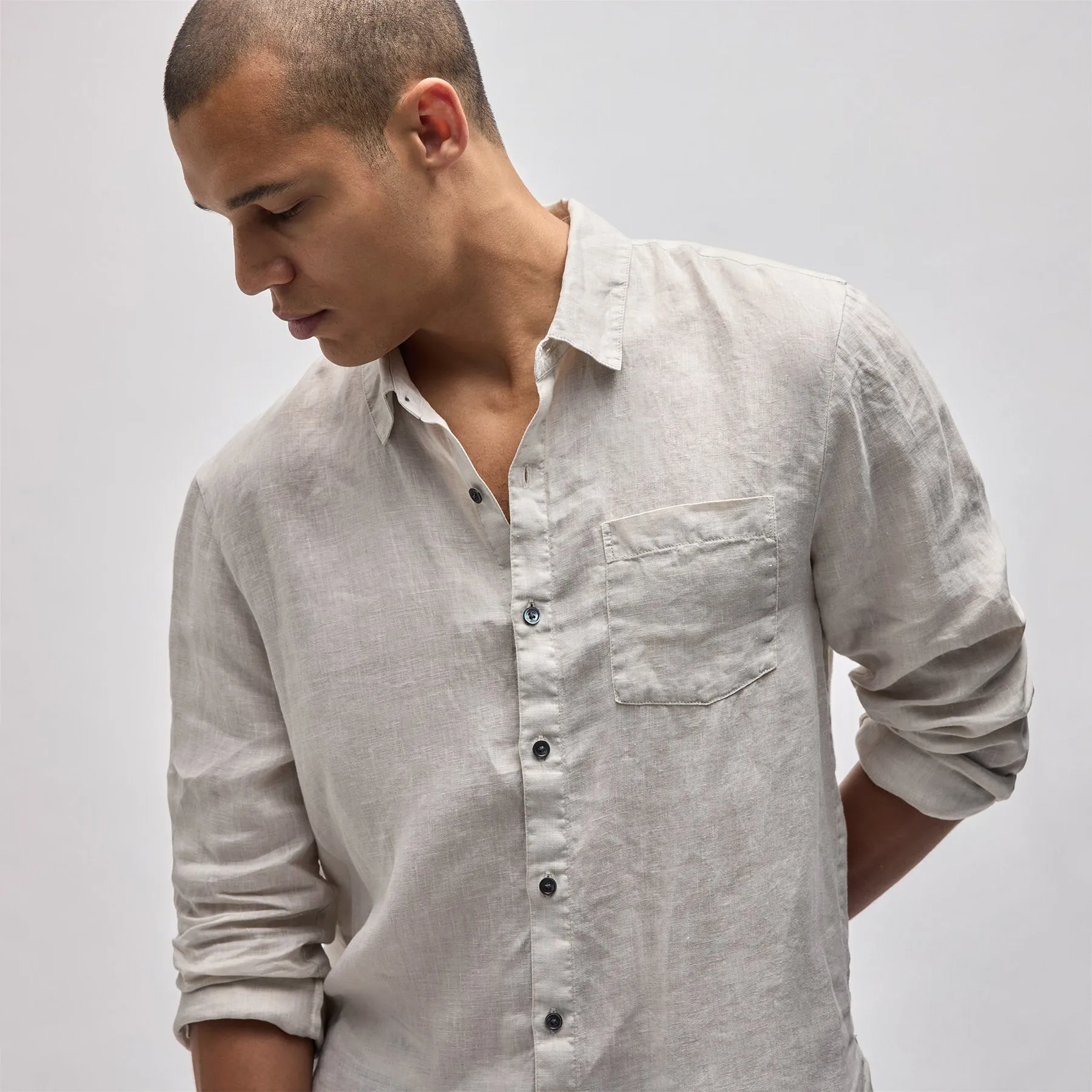 Lightweight Linen Shirt - Salt Pigment sold by James Perse product image thumbnail 2