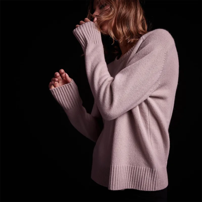 Recycled Cashmere Crew Neck Sweater - Pale Rose sold by James Perse