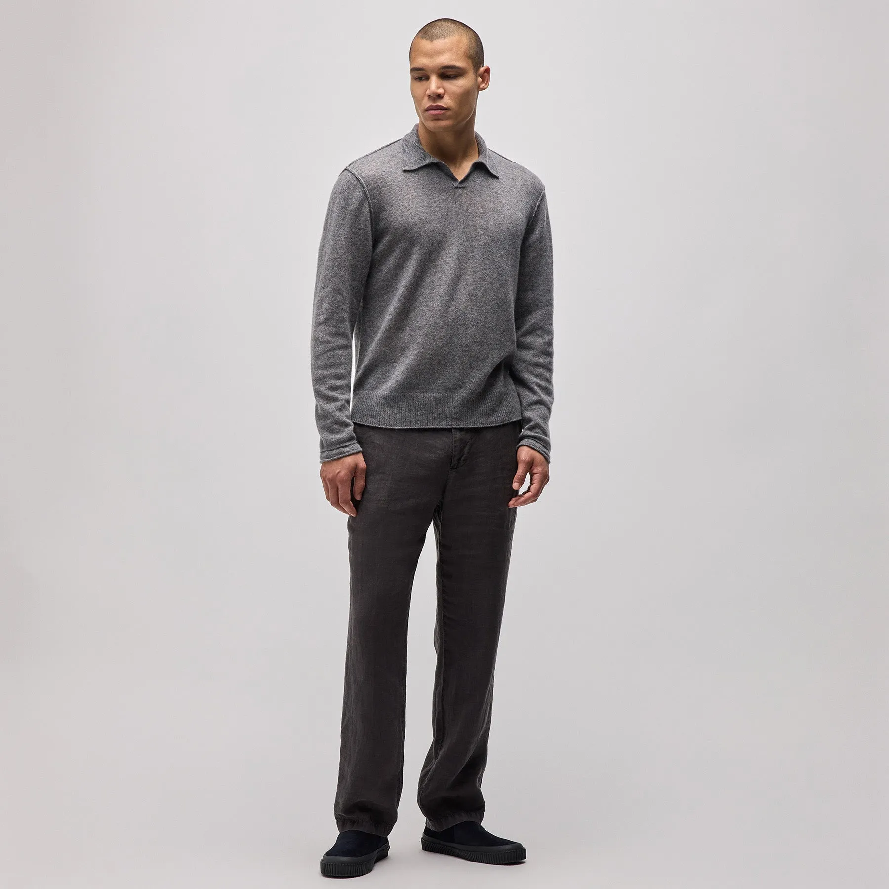 Featherweight Cashmere Polo - Heather Grey sold by James Perse product image thumbnail 3