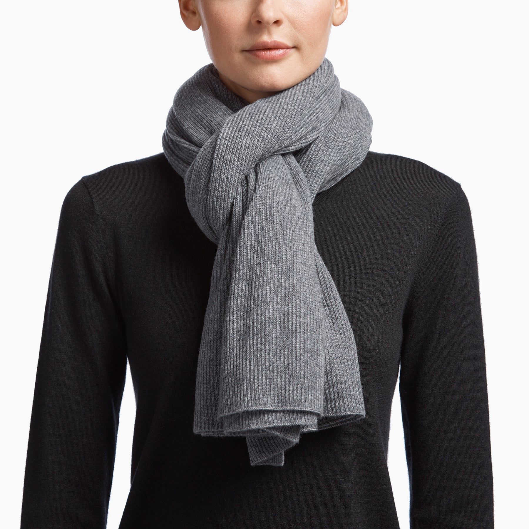 Lightweight Cashmere Rib Scarf - Flannel sold by James Perse