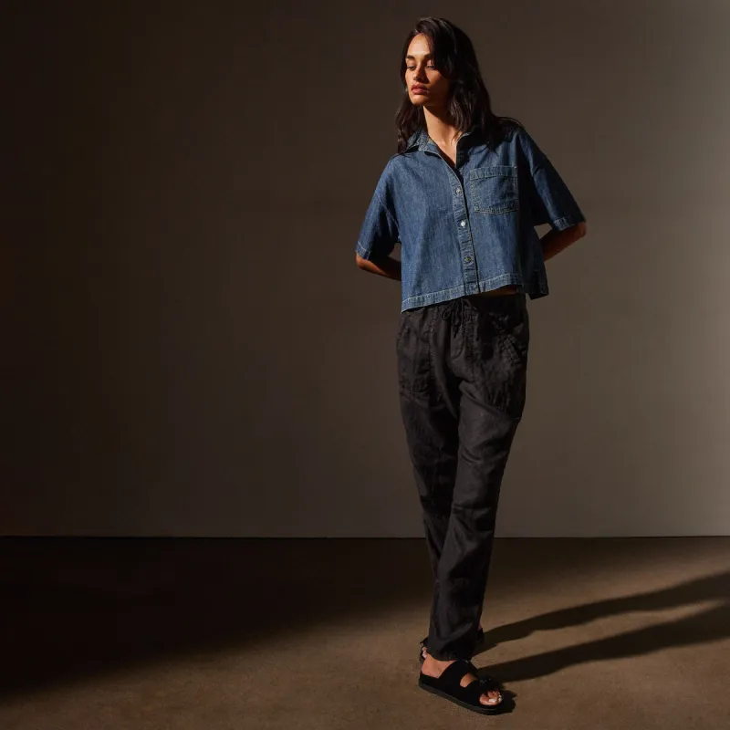 Linen Soft Drape Pant - Black sold by James Perse