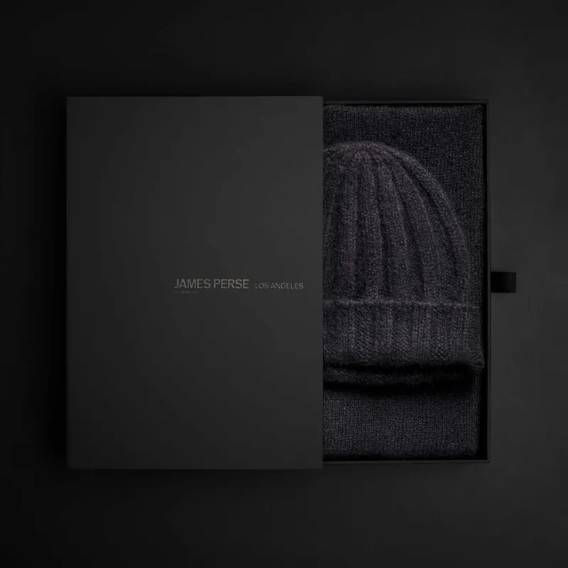 Cashmere Beanie & Scarf Set - Black sold by James Perse