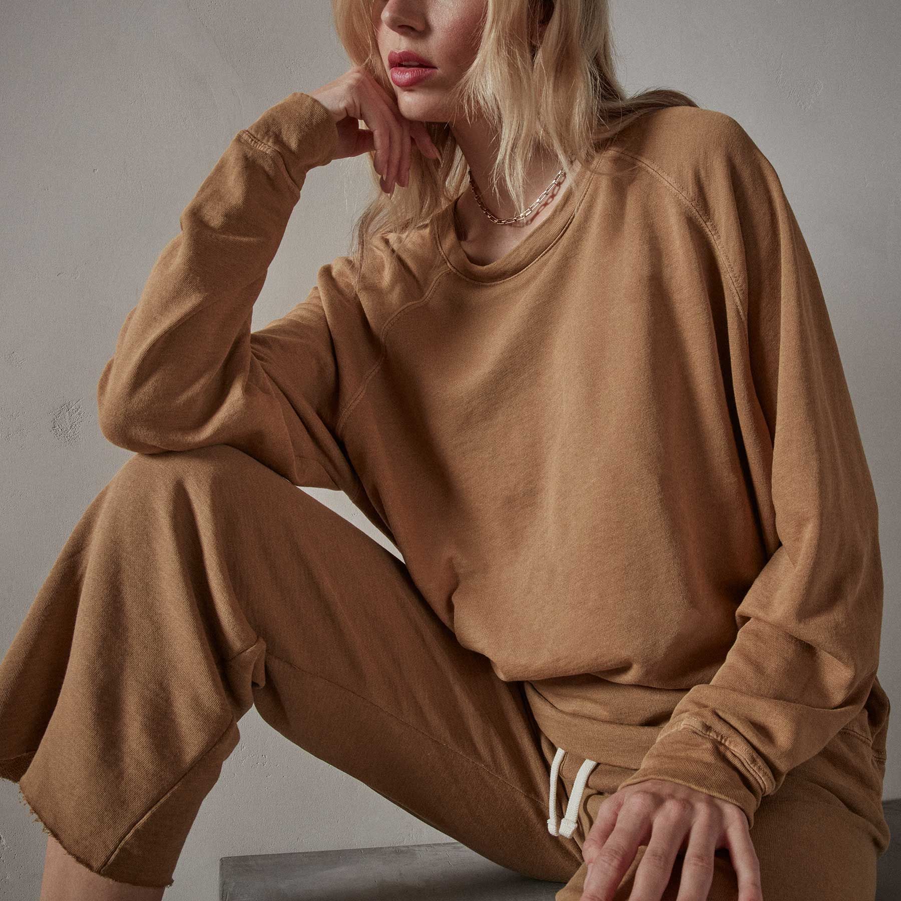Vintage French Terry Relaxed Sweatshirt - Bronze Pigment sold by James Perse product image thumbnail 3