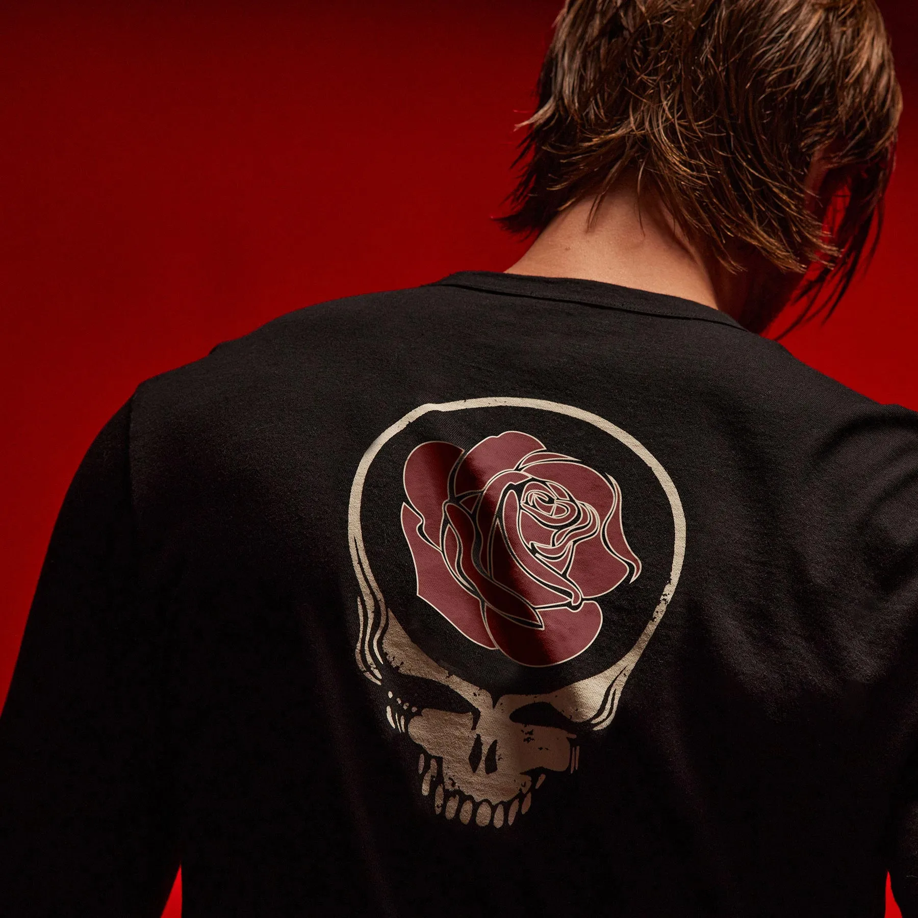 Grateful Dead Rose Long Sleeve Crew - Black W/ Red sold by James Perse product image thumbnail 2